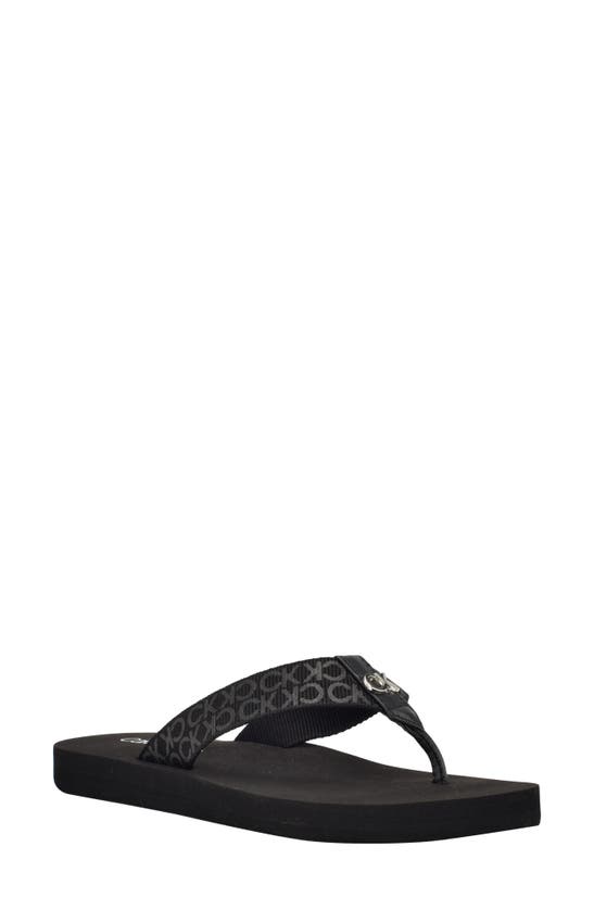 Calvin Klein Caluha Flip Flop Sandal In Black Logo