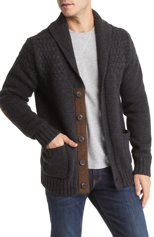 Schott NYC Wool Blend Cardigan Sweater in Heather Black