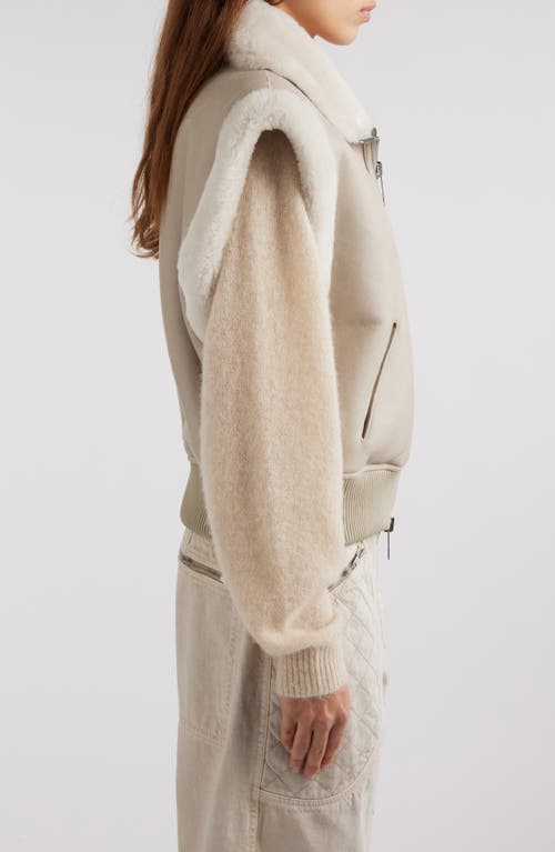 Shop Isabel Marant Edwina Genuine Shearling Vest In Chalk