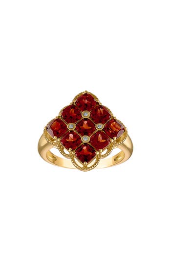 Fzn 14k Gold Plated Sterling Silver Garnet & Diamond Ring In Yellow Gold/garnet