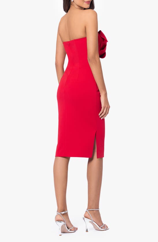 BETSY & ADAM BETSY & ADAM ROSETTE STRAPLESS COCKTAIL DRESS