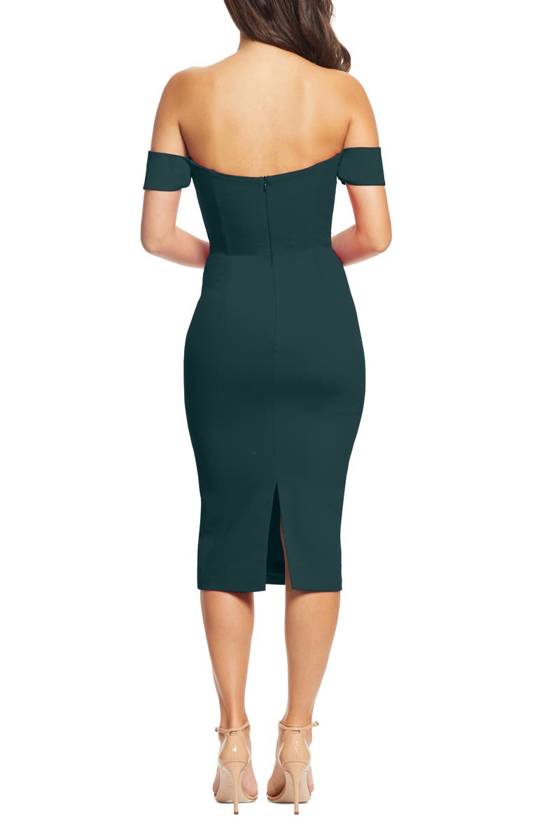 Dress the Population Bailey Off the Shoulder Body-Con Dress, Alternate, color, Pine