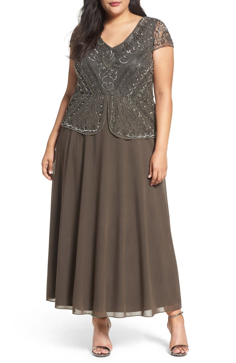 Pisarro Nights Embellished Mock Two-Piece Gown (Plus Size) | Nordstrom