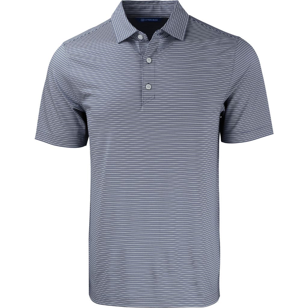 Cutter & Buck Forge Eco Double Stripe Stretch Recycled Mens Polo In Navy Blue/white