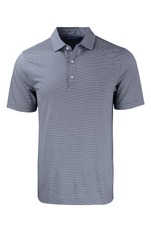 Shop Cutter & Buck Double Stripe Performance Recycled Polyester Polo In Navy Blue/white