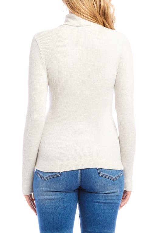 Karen Kane Ribbed Turtleneck Top In Heather In White