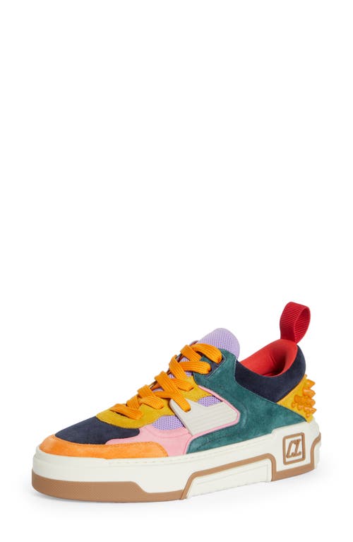 Shop Christian Louboutin Astroloubi Mixed Media Low Top Sneaker In 5631 Multi Foam/navy