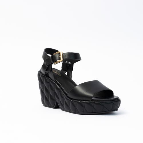 Shop Cecelia New York Betty Quiletd Platform Wedge Sandal In Black