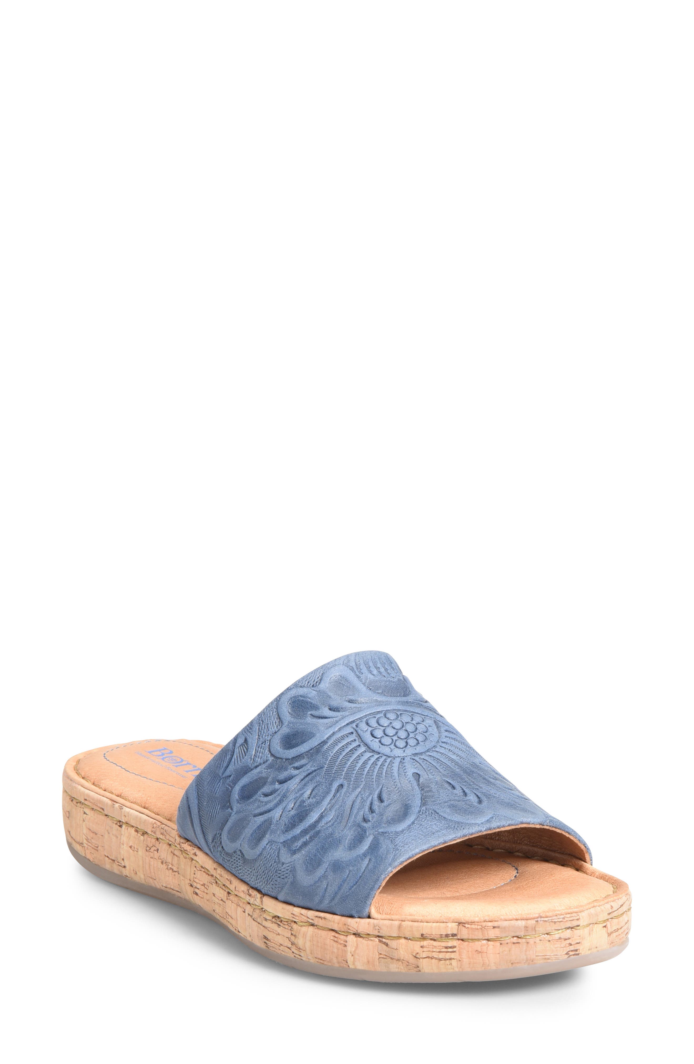B?rn Fish Lake Tooled Slide Sandal, Blue
