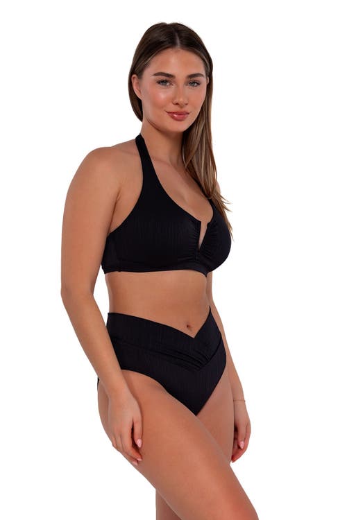 Shop Sunsets Summer Lovin' V-front In Black Seagrass Texture