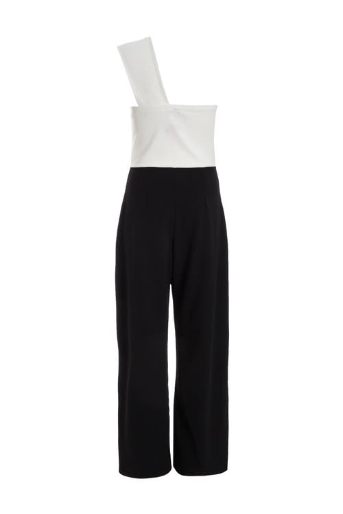 Shop Quiz One Shoulder Scuba Crepe Knot Front Jumpsuit In Black