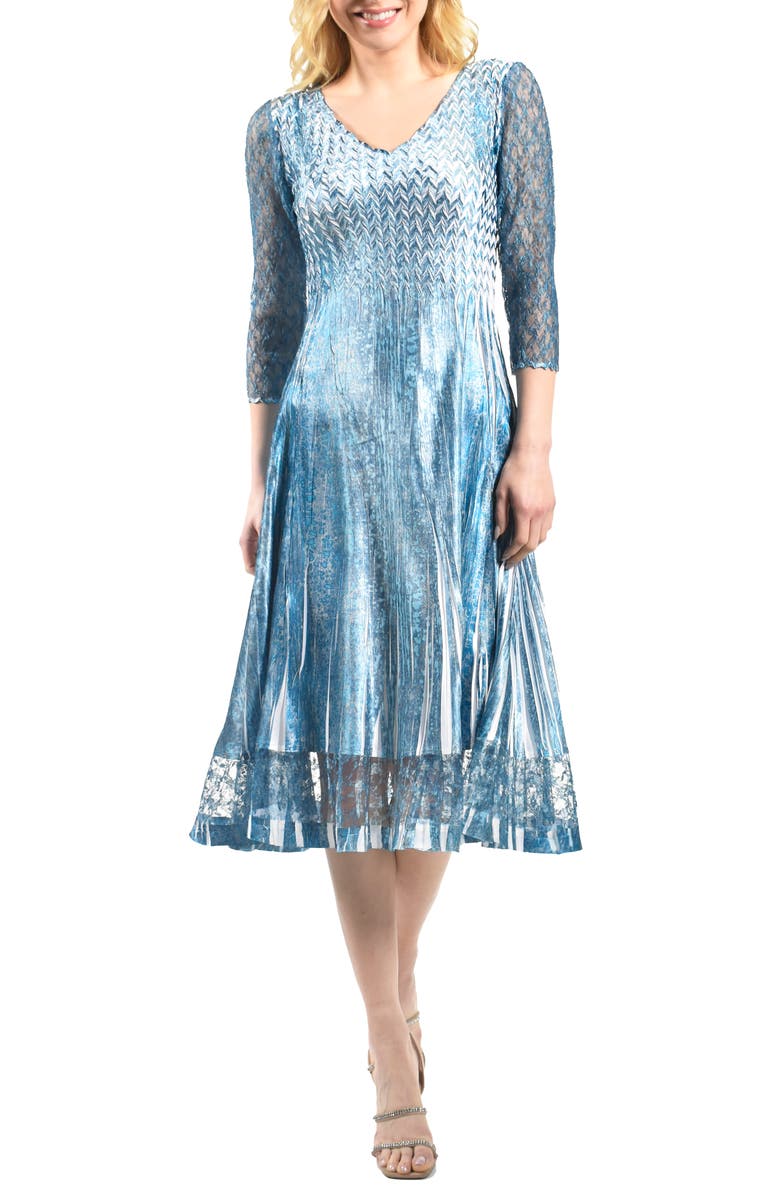 Komarov Lace Sleeve Charmeuse Cocktail Dress, Main, color, Velvet Stone
