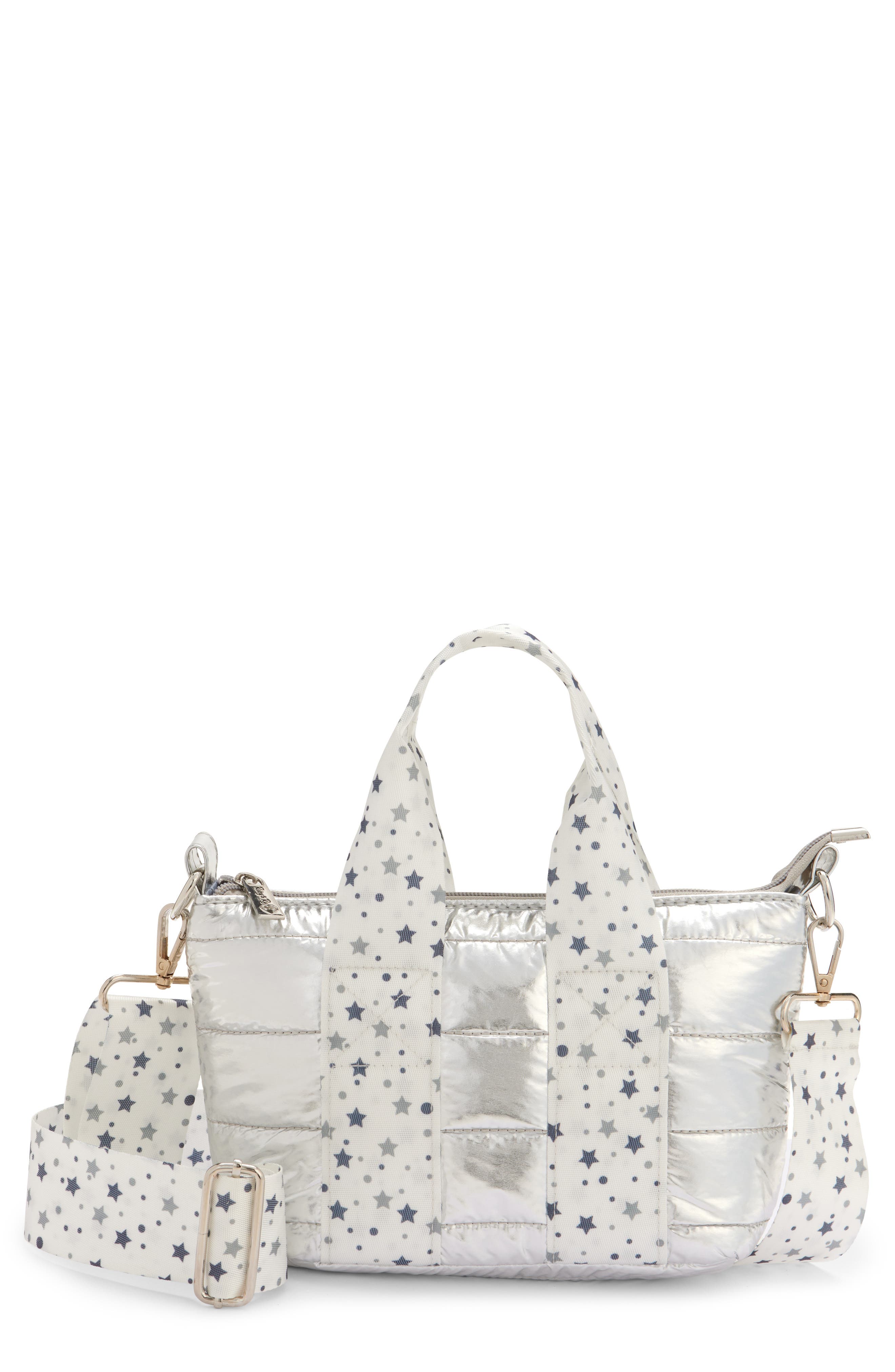 Ruby & Ry Kids' Quilted Star Iridescent Belt Bag in Silver 