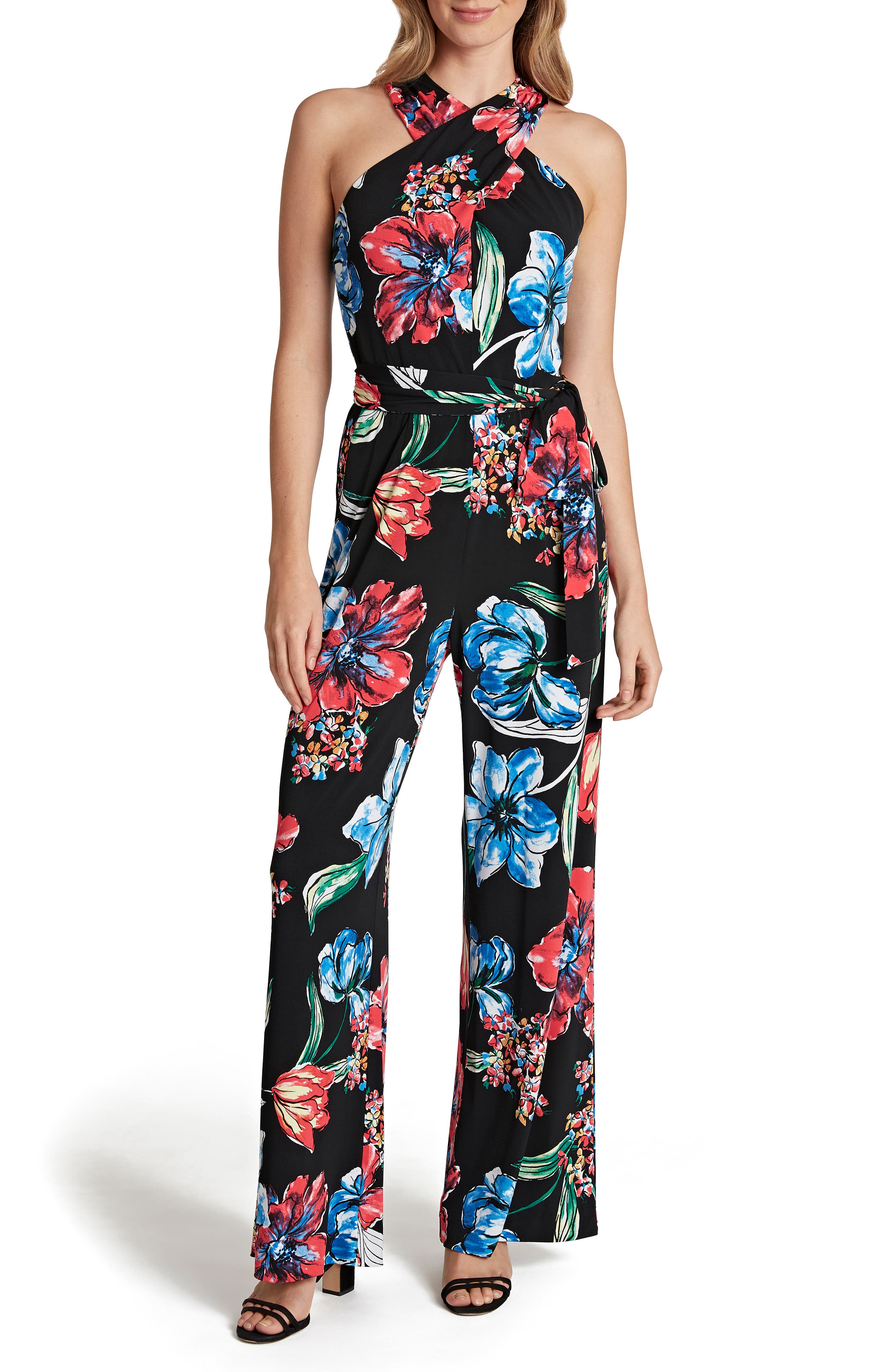 tahari floral jumpsuit