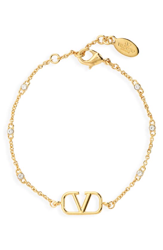 Valentino Garavani Vlogo Signature Swarovski Crystal Bracelet In Oro Crystal Gold Shade