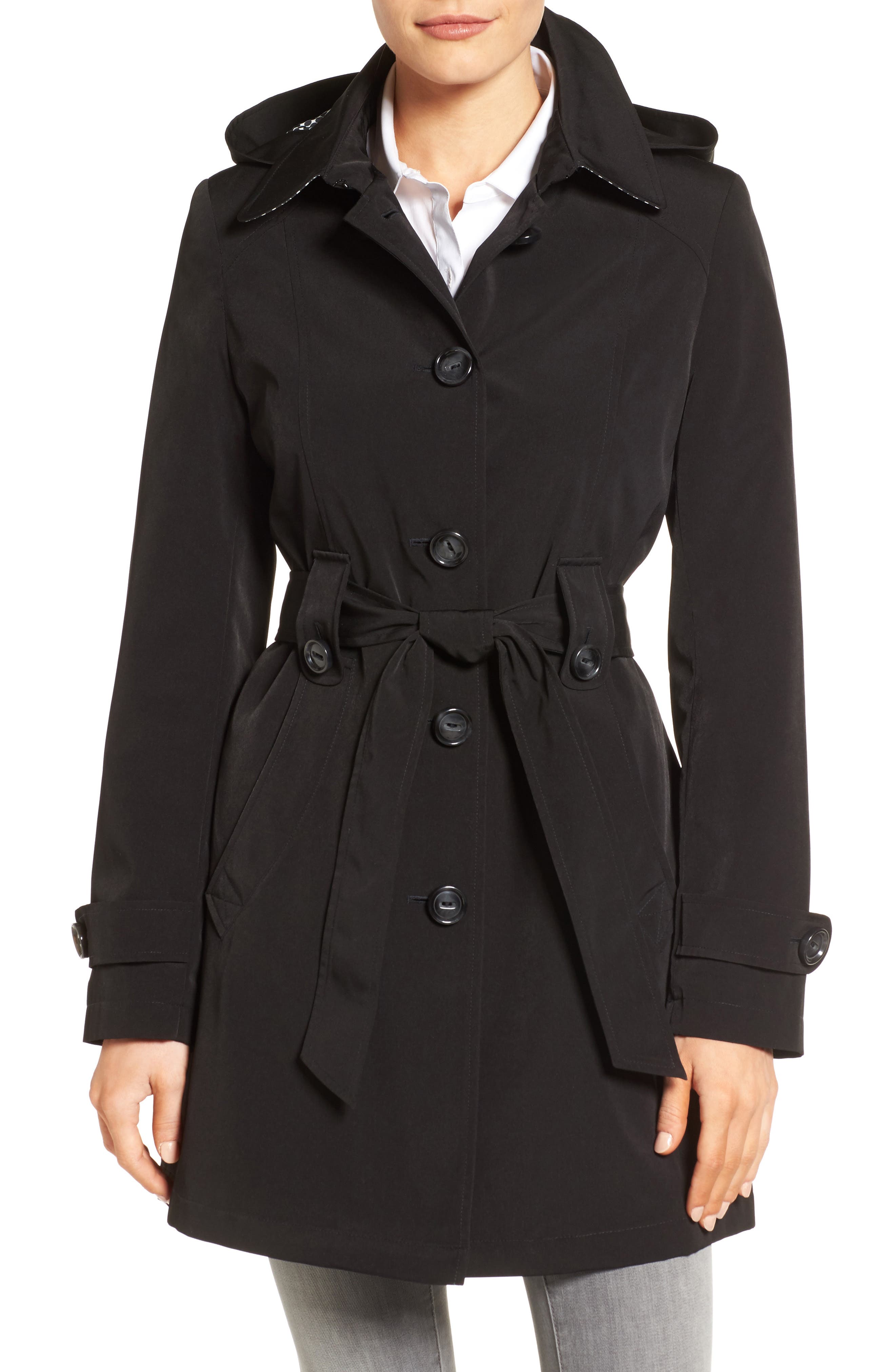 Gallery Silk Look Belted Trench Coat Nordstrom