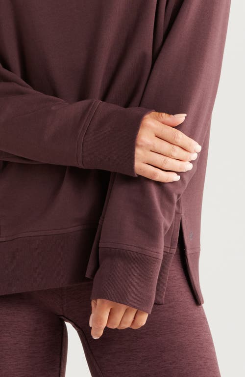 Shop Zella Luxe French Terry Sweatshirt In Burgundy Fudge