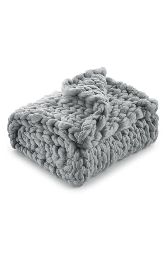 Inspired Home Chunky Knit Throw Blanket In Gray