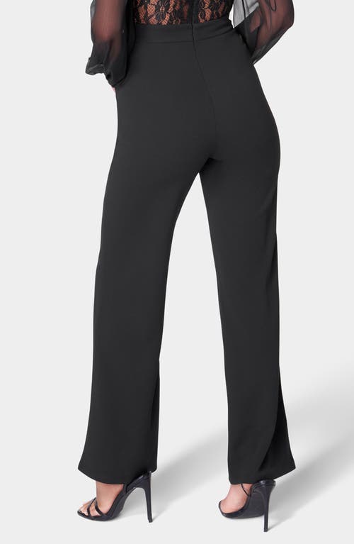 Bebe Lace Bodice Long Sleeve Jumpsuit In Black