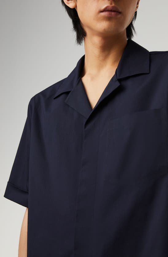 Shop Alphatauri Welsh Short Sleeve Button-up Shirt In Navy