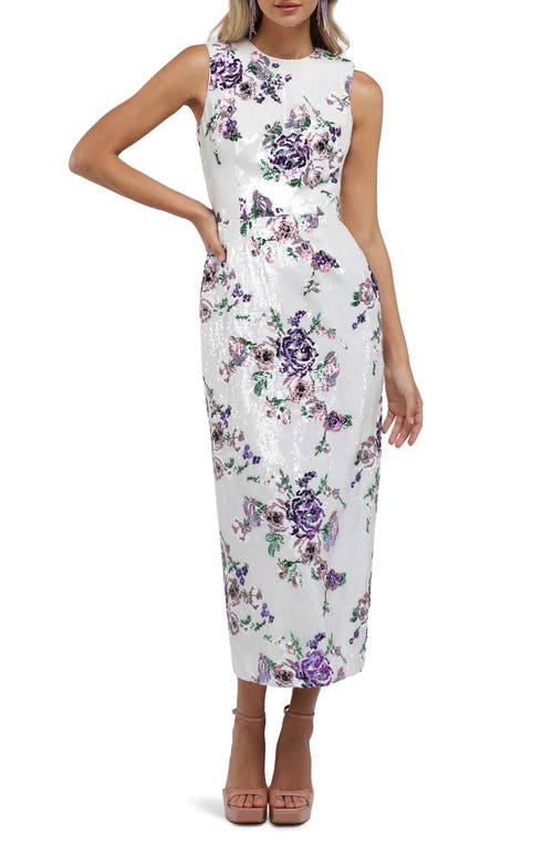 Helsi Bobbie Floral Sequin Sleeveless Midi Gown In White