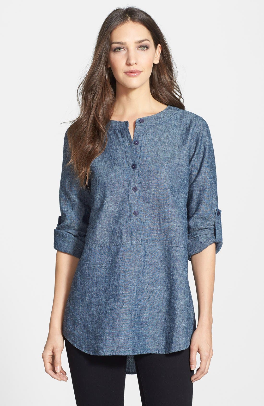 Eileen Fisher Chambray Tunic Shirt (Regular & Petite) Nordstrom