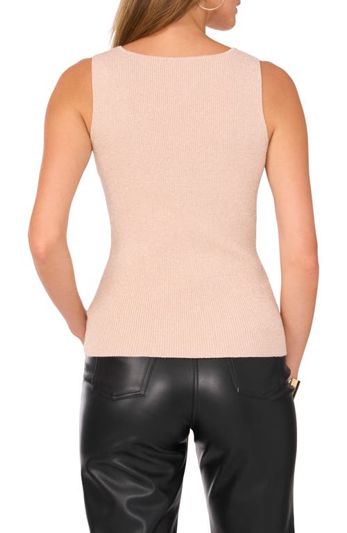 Shop Vince Camuto Metallic Rib Sleeveless Sweater In Sepia Rose Gold