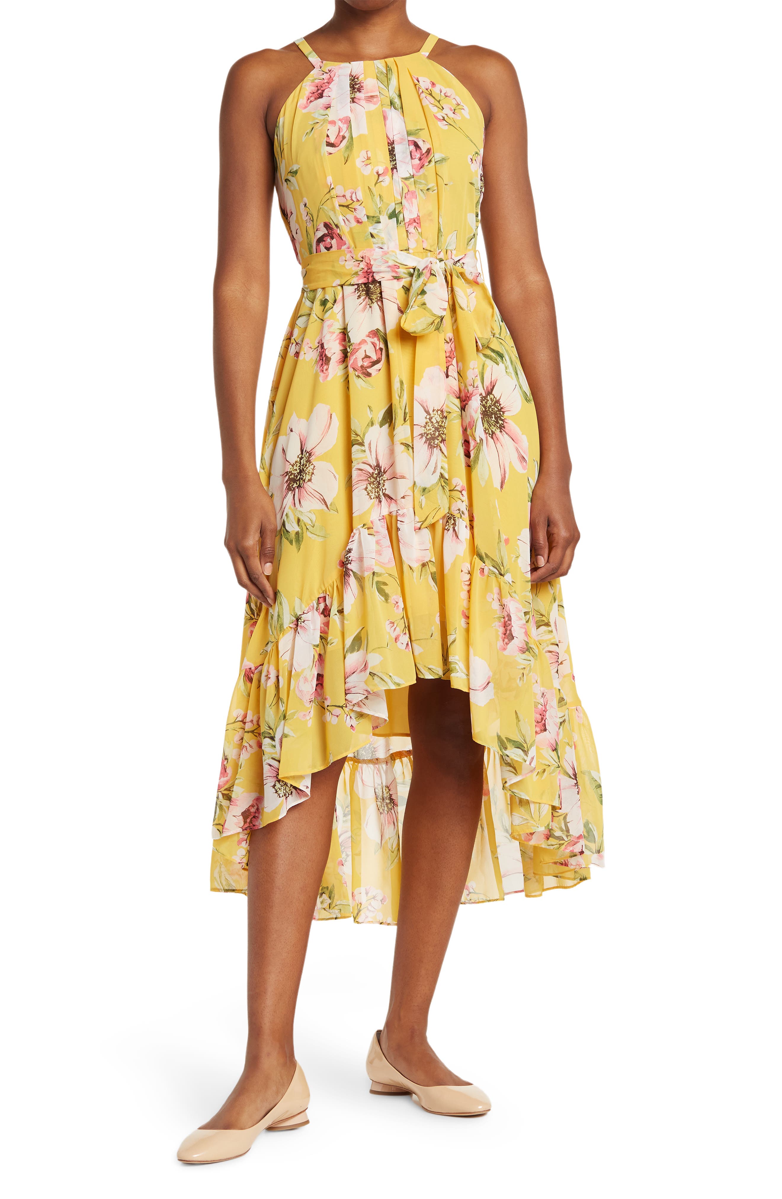 long yellow floral dress