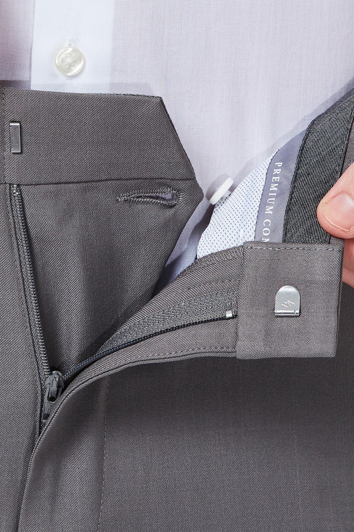 Haggar Premium Comfort 4-way Stretch Slim Fit Flat Front Dress Pants In Silver4
