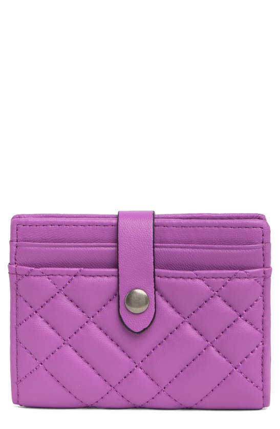 Shop Kurt Geiger Quilted Card Case In Purple Leather