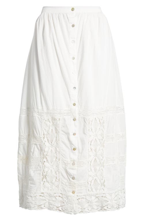 Shop Cleobella Apollonia Lace Trim Midi Skirt In Ivory