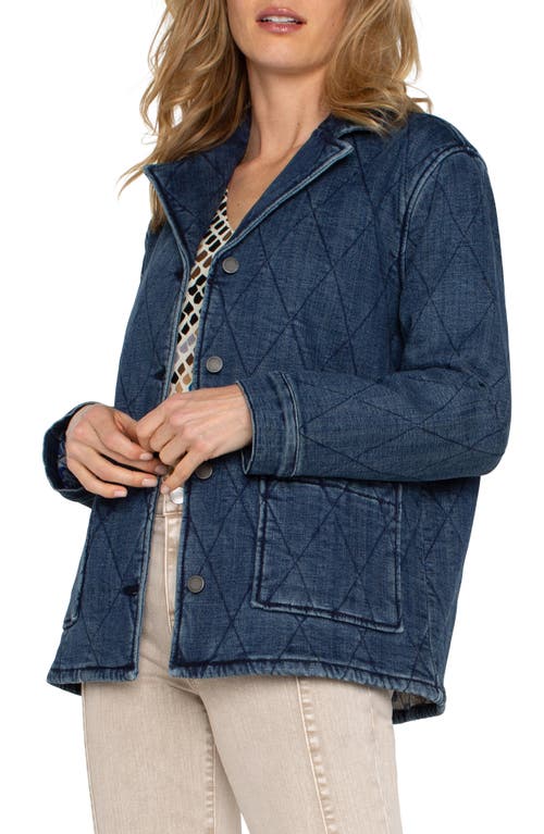 Shop Liverpool Notched Collar Quilted Denim Jacket In Redlands