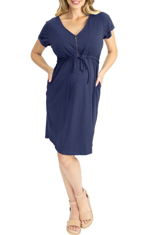 Angel Maternity Zip Maternity/Nursing Dress in Navy at Nordstrom, Size Xx-Large