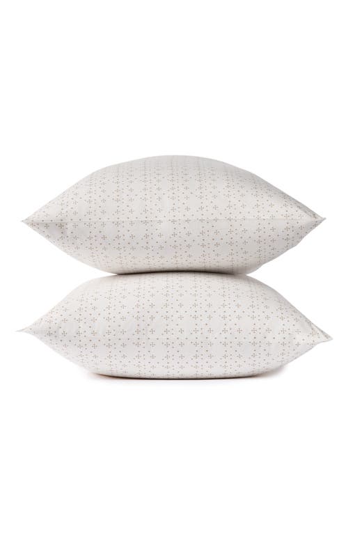 Coyuchi Set of 2 Organic Dot Pattern Percale Pillowcases in Fawn Dot