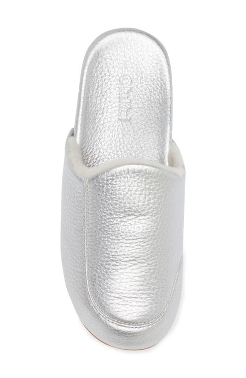 Olukai Konea Genuine Shearling Lined Mule In Silver/silver