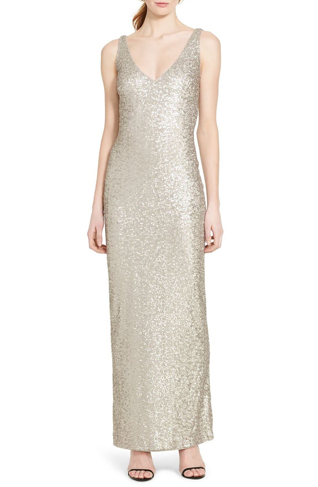 ralph lauren silver sequin dress