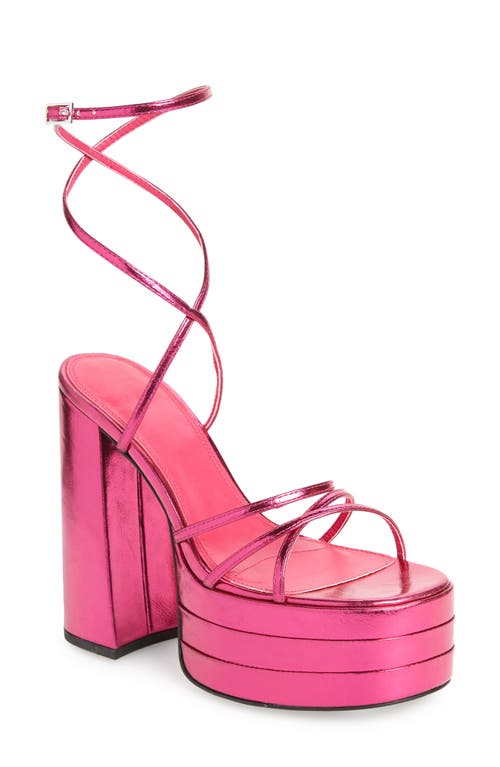AZALEA WANG Marky Ankle Strap Platform Sandal in Pink