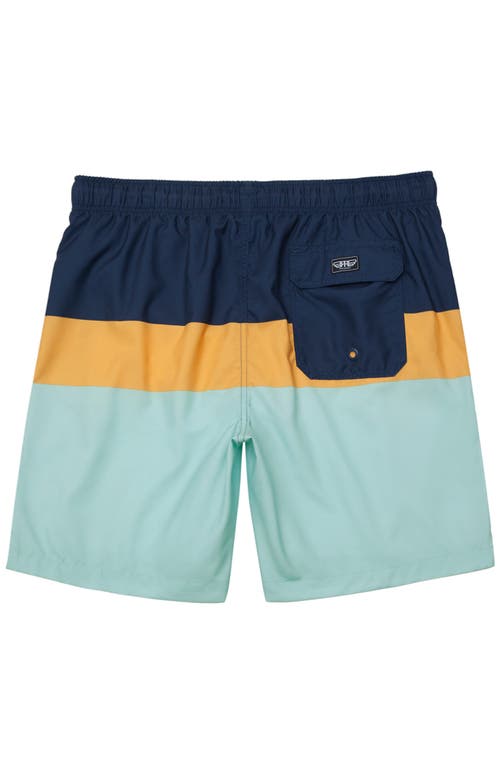 Rokka&rolla All-day Comfort Mesh-lined Swim Trunks In Navy Mustard