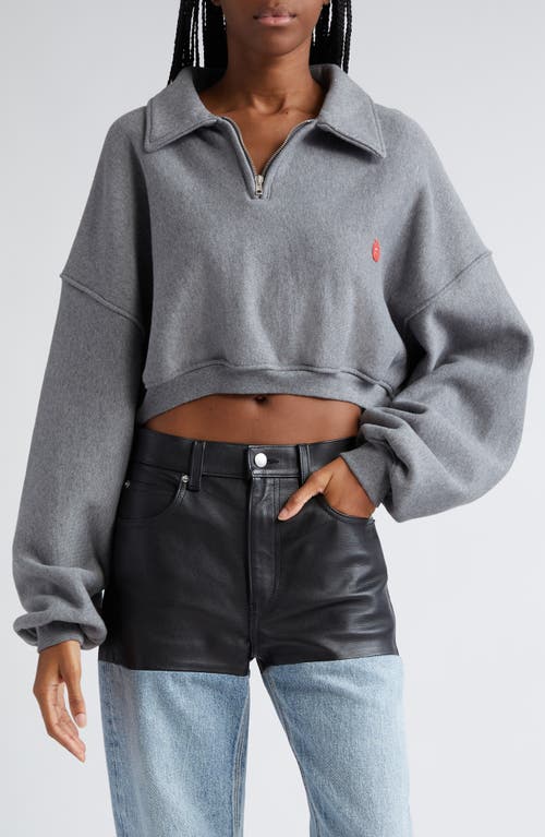 Alexander Wang Apple Patch Crop Cotton Sweatshirt in Sidewalk at Nordstrom, Size Medium