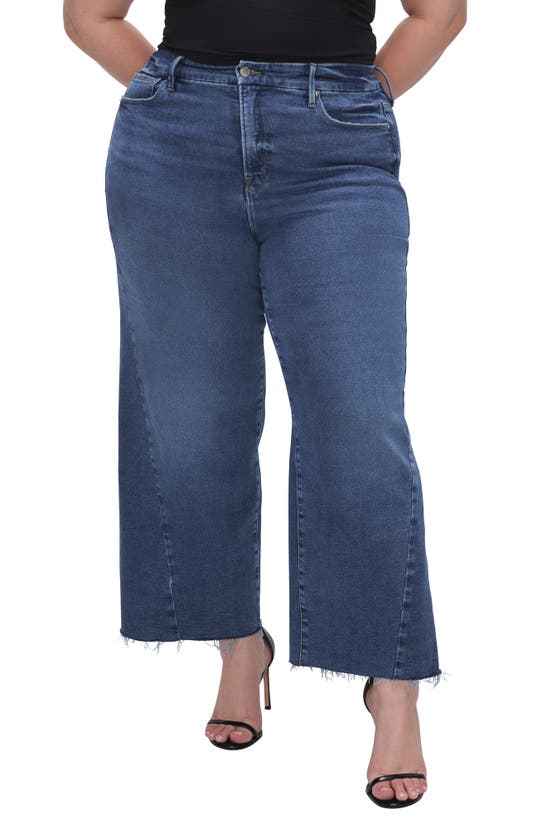 Good American Good Waist High Waist Crop Palazzo Jeans In Indigo394