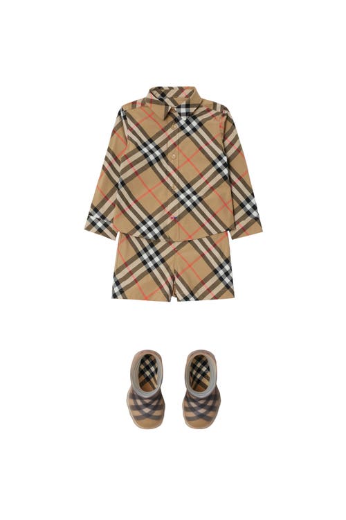 Burberry Check Cotton Shirt In Sand