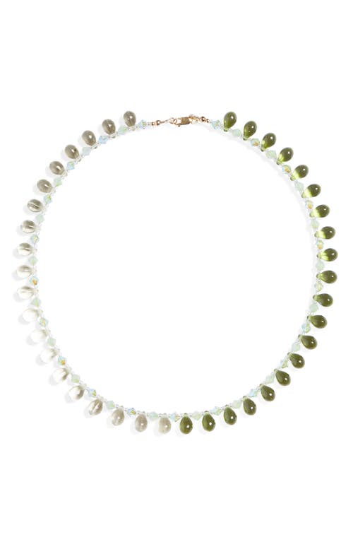 Raindrop Beaded Necklace in Seaweed