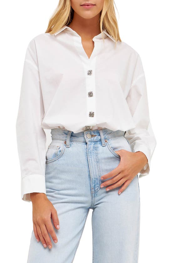 English Factory Embellished Shirt In White