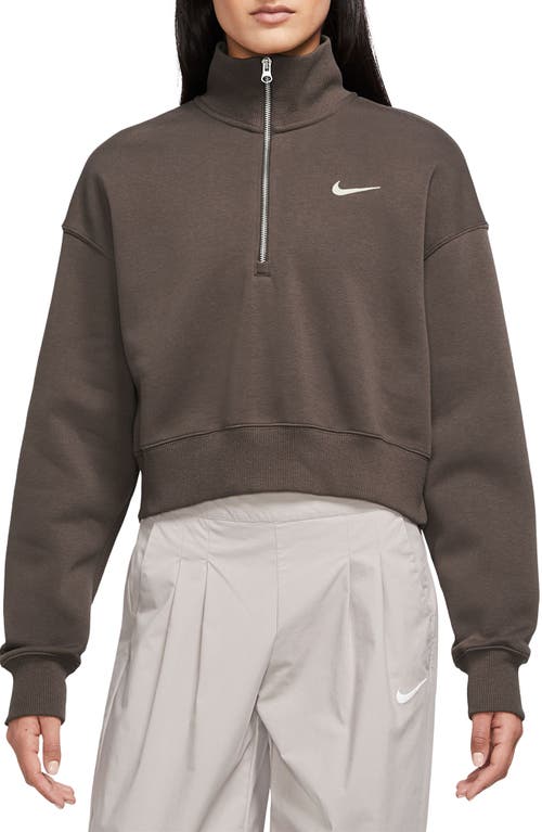 Nike Sportswear Phoenix Fleece Crop Sweatshirt In Bq Brown/sail