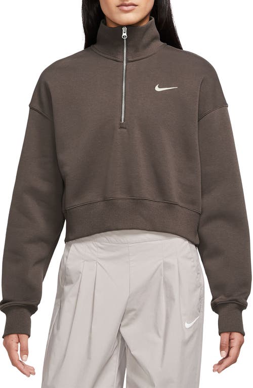 Shop Nike Sportswear Phoenix Fleece Crop Sweatshirt In Bq Brown/sail