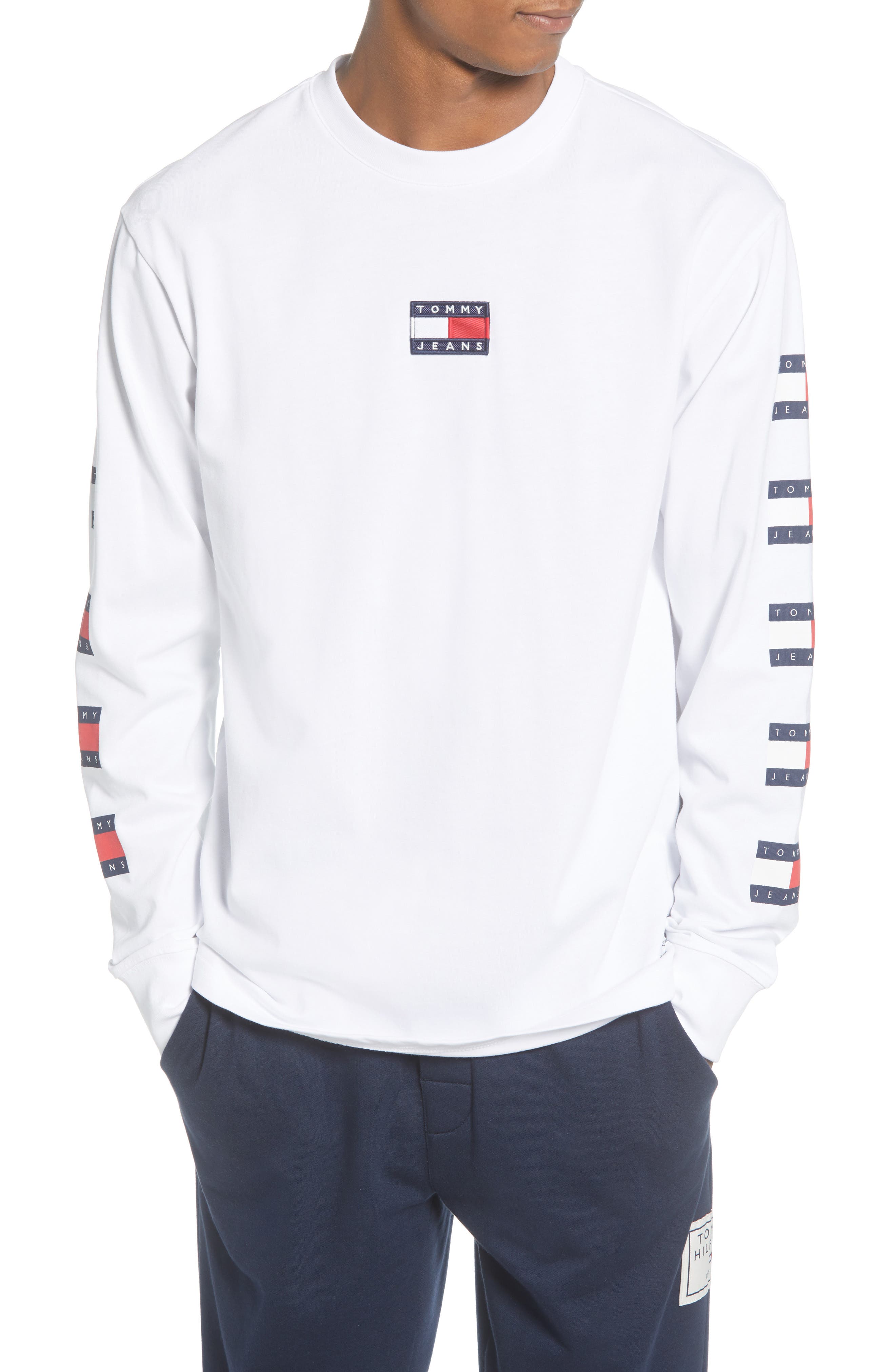 tommy jeans white long sleeve