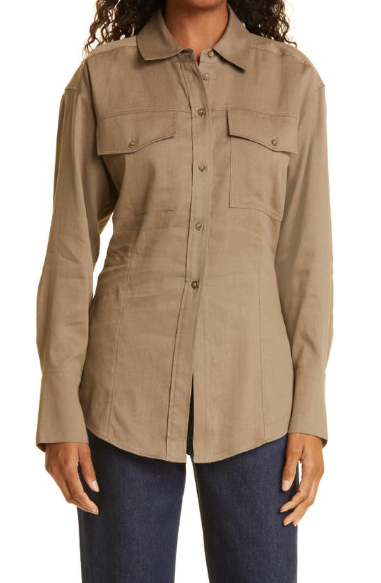 Click to view more detailed imagery on our partner's website Frame Women's Arie Linen-blend Shirt In Desert
