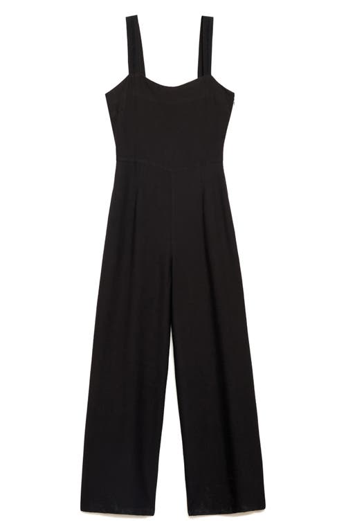 Mango Crop Wide Leg Jumpsuit In Black