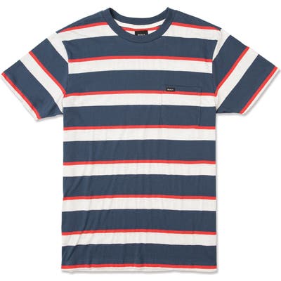 Rvca Fjord Stripe Pocket T-Shirt, Blue