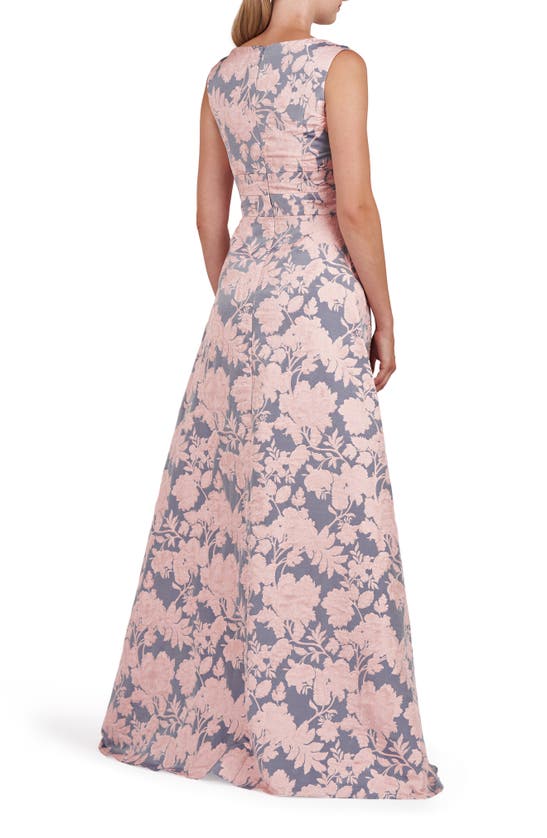 Shop Kay Unger Glenna Pleated Sleeveless Gown In Soft Blush